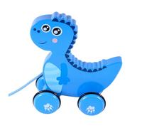 Mikinona Wooden Dinosaur Pulling Car for Cartoon Animal Dragging Early Educational Crawling Walker for Boys Preschool Birthday