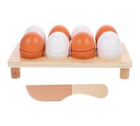 Mikinona Wooden Egg and Duck Egg Cutting Set for Pretend Play Food Kitchen Educational Imitation Cutting Set for and Role Play