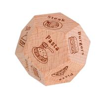 Mikinona Wooden Food Decision, Multi-Sided Tiny Food Decider for Party Games and Dinner Choice, Reusable Date Game Accessory for Adults and