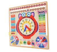 Mikinona Wooden Owl Clock for Educational Learning Clock Teaching Weather Seasons Cognition Board Safe Natural Material Interactive