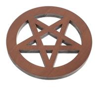 Mikinona Wooden Pentacle Cup Coaster Decorative Altar Supply with Five-pointed Star Design, Creative Ritual Ornament for Desktop Decoration and Wiccan Ceremony Use