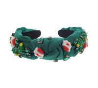 Mikinona Xmas Knotted Headband for Women Christmas Tree Design with Rhinestone Decor Lightweight Comfortable Hair Accessory for Festivals Parties Special Occasions