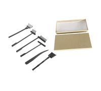 Mikinona Zen Garden Rake Set with Box Smooth Polished Sand Table Decoration Tools for Creating Lines Waves Circles Small Black Rakes for Zen Sand Tray and Meditation Play