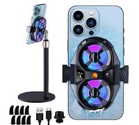 Mikirini Semiconductor Phone Cooler with Phone Holder, Cellphone Radiator Cooling Fan for Mobile Phone with a Width of 6 to 8 cm for Tiktok Live Streaming, Outdoor Vlog, Mobile Gaming