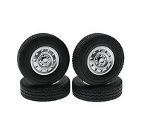 Mikiso 4Pcs Rubber Wheel Tire Tyre for WPL D12 1/16 RC Drift Truck Car Spare Parts Accessories, Silver & Black (500243191)