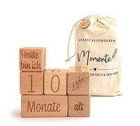 Mikito Baby milestone blocks in German - 6-piece set blocks and countless milestones for the pregnancy and growth of your baby - for girls and boys.