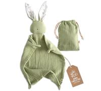 Mikito Organic Cotton Baby Muslin Lovey Bunny - Oeko-TEX & GOTS Certified - Security Blanket & Perfect Loveys for Babies - Unisex New Baby Gift for Ultimate Comfort & Peaceful Dreams