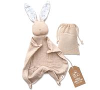 Mikito Organic Cotton Baby Muslin Lovey Bunny - Oeko-TEX & GOTS Certified - Security Blanket & Perfect Loveys for Babies - Unisex New Baby Gift for Ultimate Comfort & Peaceful Dreams
