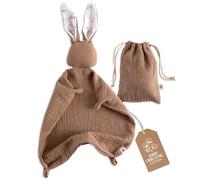 Mikito Rabbit Cuddle Blanket - Muslin Comforter for Boys & Girls / Cuddly Blankets & Toy / Baby Gift (Taupe)