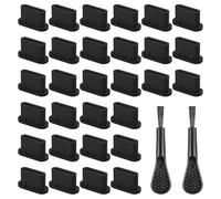 Mikiuly USB C Dust Plug, 30 pcs USB Type C Anti Dust Cap Cover Port Plugs Protector, USB C Dust Cover, Silicone Type-C Charger Protector for All Type-C Smartphones and Tablets, with 2 Cleaning Brush