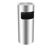 MIKIYUEER 15L Stainless Steel Trash Can - Litter Bin Waste Bin with Removable Inner Bin 201 Grade Brushed Finish Ideal for Home/Public Spaces/terraces/gardens (25 * 61cm) (Silver)