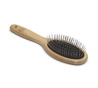Mikki Bamboo Ball Pin Brush, for Grooming Dog, Cat, Puppy with Medium to Thick Hair Coats, Handmade from Natural Sustainable Bamboo, arge,Brown,L