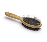 Mikki Bamboo Combi Brush, for Grooming Dog, Cat, Puppy with Smooth Short and Medium Hair Coats, Handmade from Natural Sustainable Bamboo, Large, brown