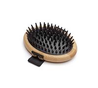Mikki Bamboo Moulting Massage Palm Brush for Gentle Grooming, for Dog, Cat, Puppy with Short Medium Coats, Handmade Natural Sustainable Bamboo, Brown