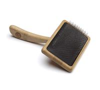 Mikki Bamboo Soft Pin Slicker Brush for Dog, Cat, Puppy, for Medium, Long and Curly Coats, Removes Knots, Tangles, Dead Hair, Handmade from Natural Bamboo, Large