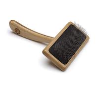 Mikki Bamboo Soft Pin Slicker Brush for Dog, Cat, Puppy, for Medium, Long and Curly Coats, Removes Knots, Tangles, Dead Hair, Handmade from Natural Bamboo, Medium