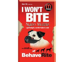 MIKKI I WON'T BITE DOG PUPPY SOFT BREATHABLE NYLON MUZZLE STOP BITING 13 SIZES