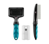 Mikki Kitten Cat Grooming Kit with Slicker Brush, Comb and Flea Comb -Gentle Grooming Starter Set 3pcs