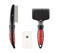Mikki Puppy Dog Grooming Kit with Slicker Brush, Comb and Flea Comb - Gentle Grooming Starter Set 3pcs