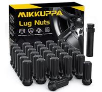 MIKKUPPA M14x1.5 Wheel Lug Nut - Replacement for Chevy Silverado 1500 2500, GMC, Ford, Ram, Aftermarket Wheel - 32pcs Black Closed End Lug Nuts with 1 Socket Key