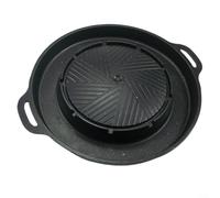 MIKMLYZE Camping Grill Plate,for Portable Gas Cookers, 34cm Aluminum Alloy BBQ Griddle,with Non-Stick Coating & Grease Tray, Outdoor Cooking Accessory,for Picnic, Black