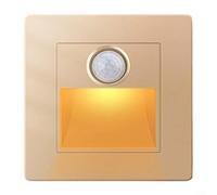 MIKMLYZE LED Stair Light Motion Sensor Recessed Wall Light 2-3W Warm White Indoor Step with Infrared Human Body Sensor, IP20, PC Flame Retardant Panel, Suitable for 60mm(Gold)