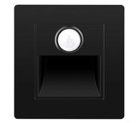MIKMLYZE LED Stair Light Motion Sensor Recessed Wall Light 2-3W Warm White Indoor Step with Infrared Human Body Sensor, IP20, PC Flame Retardant Panel, Suitable for 60mm(Black)