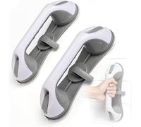 Mikogo Shower Grab Bar with 3 Suction Cups, 2 Pack Grey Safety Handle, No Drilling Removable Bathroom Support Rail for Elderly, Seniors & Disabled, Heavy Duty Anti-Slip Grip, Grey