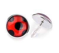 Mikovivi 1 Pair Ladybug Earrings, Metal Black Spot Earrings, Clip On, Stud, Perfect for Halloween, Carnival Costume