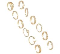 Mikovivi 12pcs Toe Rings, 12 Styles Adjustable Copper Open Toe Ring Gold Foot Decoration Jewelry Set for Women Summer Beach