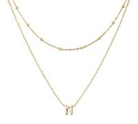 Mikovivi 1pcs Initial Letter Necklace & 1pcs Short Chain, Fashion Gold-Plated Alphabet Necklace Layered Initial Necklaces Tiny Pendant Choker Necklace for Women Jewelry (N)