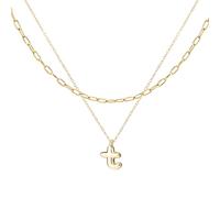 Mikovivi 2 Pcs Gold Letter Necklaces, Women Multi-Layer Alphabet Necklace Chunky Golden Balloon Initial Necklace Name Pendant Necklace for Women Fashion Jewelry Gifts