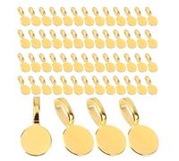 Mikovivi 200pcs Bails for Jewelry Making, Glue On Flat Pad Bails Zinc Alloy Gold Pendant Connectors Round Flat Pad Pendant Bales Charms for DIY Necklace Bracelet Earrings Findings Craft Supplies