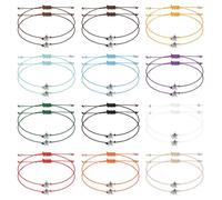 Mikovivi 24pcs Friendship Bracelets Star Bracelets, Adjustable Wishing Bracelets Bulk Detachable Wish Star Best Friend Bracelets Jewelry Gifts for Women Men