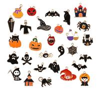 Mikovivi 29pcs Halloween Charms, Novelty Charms Pendants Pumpkin Witch Hat Ghost Bat Spider Enamel Halloween Jewelry Making Accessories for DIY Bracelet Necklace Earring Craft