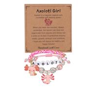Mikovivi 2pcs Axolotl Bracelets for Girls, Adjustable Cute Clay Axolotl Friendship Charm Beaded Bracelet Set Handmade Jewellery for Kids Teens Friends Birthday Graduation Back to School Gifts