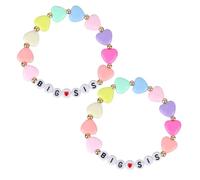 Mikovivi 2pcs Big Sis Bracelets, Letter Bead Bangles Rainbow Heart Big Sister Beaded Gift Bracelet Jewelry for Girls Women Toddler Sisterhood Friendship