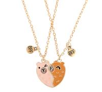Mikovivi 2pcs Capybara Friendship Necklaces Set, Adorable Heart Capybara Necklaces Jewelry for Anniversary Birthday Women Friends Present