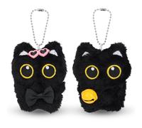 Mikovivi 2pcs Cat Plush Keychain, 3.94x3.15 Inch Adorable Black Cat Key Ring Plush Key Chain Animal Fluffy Keyring Bag Charm Kawaii Backpack Pendant Accessories for Kitty Lover Gifts Handbags Wallets