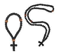 Mikovivi 2pcs Christian Orthodox Prayer Rope with Cross Knot and Greek Beads Accessories, Polyester Thread Orthodox Prayer Rope Necklace and Bracelet for Christian Religious Decoration