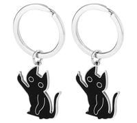 Mikovivi 2pcs Cute Cat Keychain, Black Cat Car Keychains Funny Animal Keyring Lover Gifts for Man & Woman