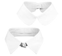 Mikovivi 2pcs Fake Collar, White Simple Detachable Collars Removable Lapel Choker Dress Shirt Collars Faux False Collar for Women Girls