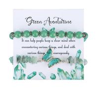 Mikovivi 2pcs Gemstone Bracelets for Women Men, 0.3 Inch Diameter Bracelets Stones and Crystals Elastic Natural Stone Bracelet Bead Bracelets for Valentine's Day Birthday Gift