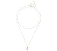 Mikovivi 2pcs Gold Pearl Necklace for Women, Dainty Pearl Pendant Necklace Simple Stacking White Pearls Chain Necklace Layered Pearl Necklaces Jewelry Gifts for Women Girls