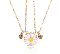 Mikovivi 2pcs Half-Matching Daisy Necklace, Cute Friendship Necklaces for 2 Half Sun Pendant Necklace Daisy Flower Necklace for Best Friends Sunflower Necklace Gift for Birthday Valentine's Day