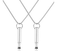 Mikovivi 2pcs Mindfulness Breathing Necklace, Funny Titanium Steel Breathlink Deep Breathing Pendant Anxiety Relief Necklace for Women Men (Silver)