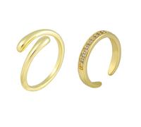 Mikovivi 2pcs Toe Rings for Women, Copper Hug and CZ Open Band Toe Rings Portable Summer Beach Foot Jewelry Gift Fashionable Women's Accessories (Gold)