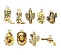 Mikovivi 3.5 Ounces Western Cowboy Charms, Metal Cowboy Pendants Alloy Boot Gun Hat Pendants Antique Gold Charms for Jewelry Making Necklace Earrings Bracelet Keychain Gifts DIY Craft Findings