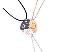 Mikovivi 3pcs Best Friendship Necklaces for 3, Sun Star Moon Puzzle Matching Pendant Necklace Forever Three Friends Bff Sister Jewelry Gifts for Women Men Anniversary Birthday