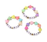 Mikovivi 3pcs Big Sister Bracelets Set, 3 Style Colorful Acrylic Initial Beaded Bracelets with Butterfly Star Heart Charm Letter Jewelry Female Accessories for Big Sisters Gift